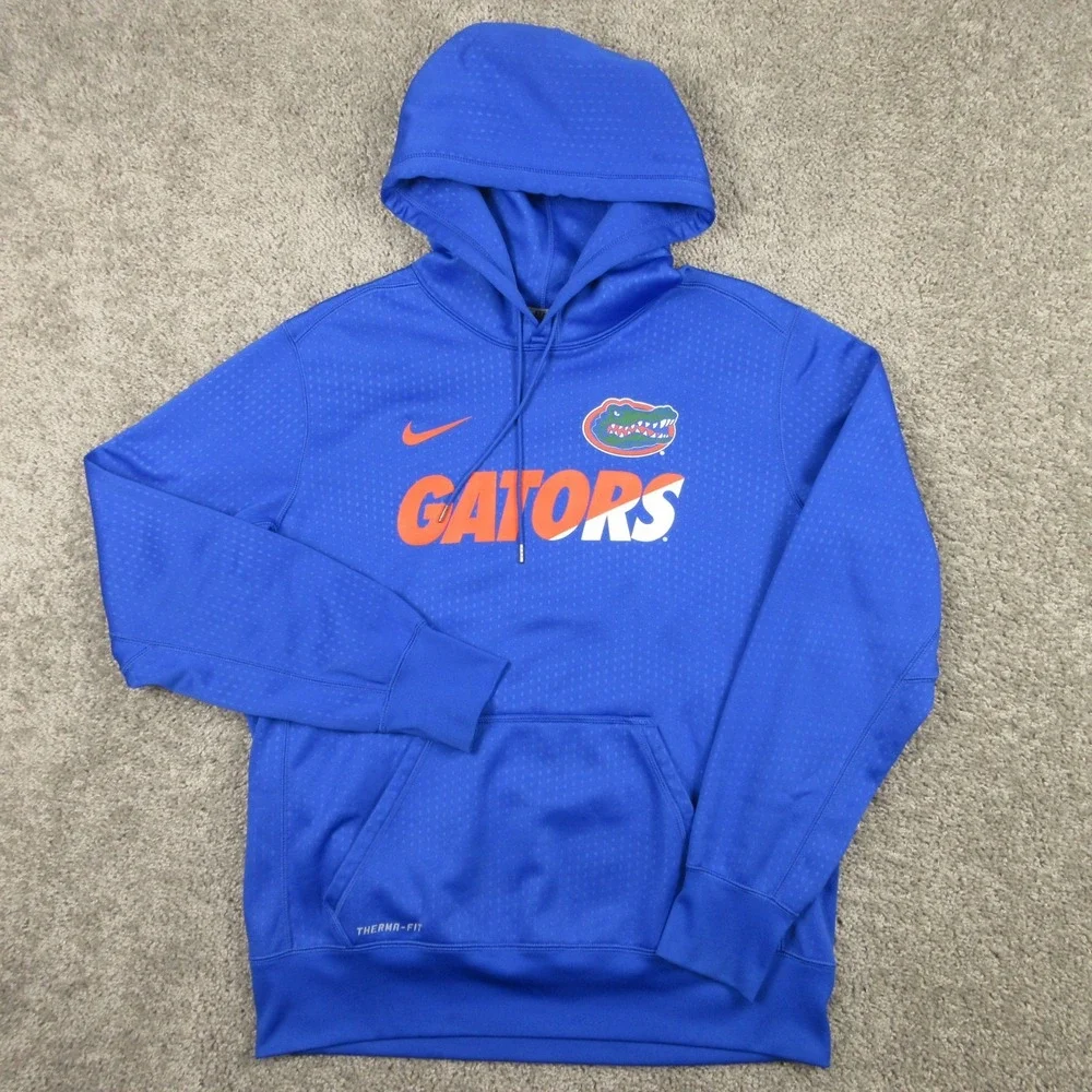 Florida Gators Sweater Mens Large Blue Hoodie Sweatshirt Nike Thermafit Football